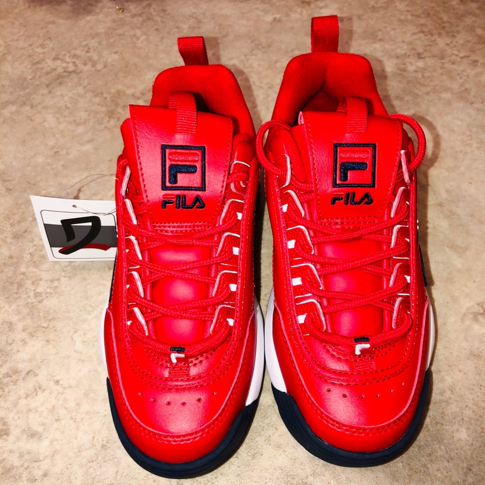 Fila💲Disruptor II Premium Shoe 🔴🔵⚪️Red/Navy/wht - Picture 4 of 8